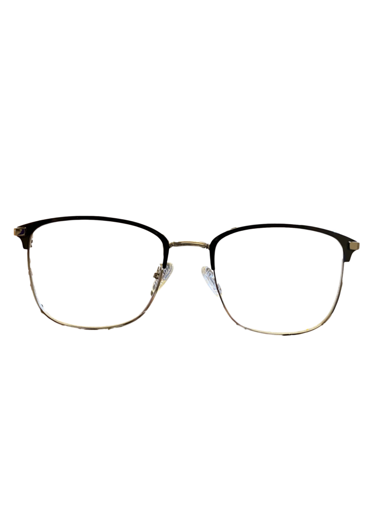 Black plastic/silver DESIGNER frame (SPRING SIDES)+ TINT INCLUDED, Size: 53-18 Model: E113